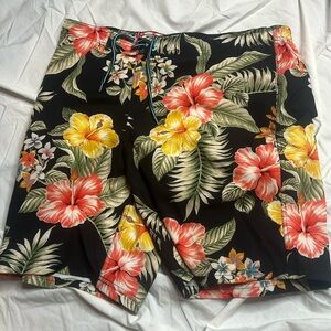 Large George swimming trunks w floral design